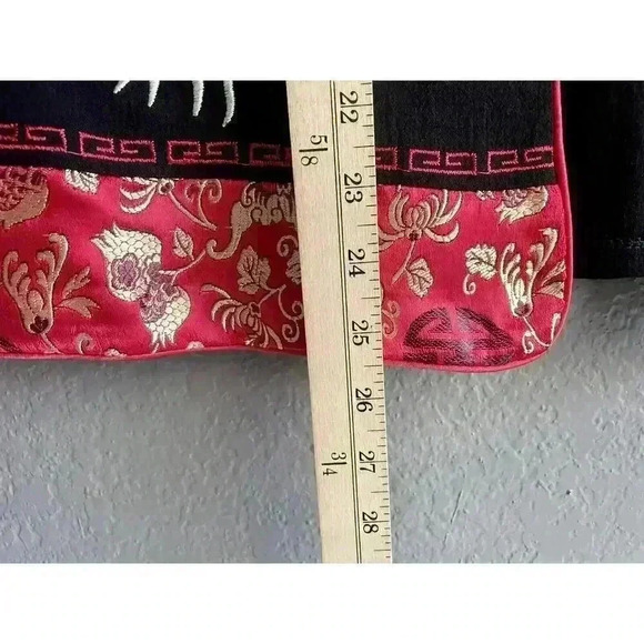 Vintage Dindin Embroidered Asian Black Floral Shacket Jacket Size M - Picture 7 of 7